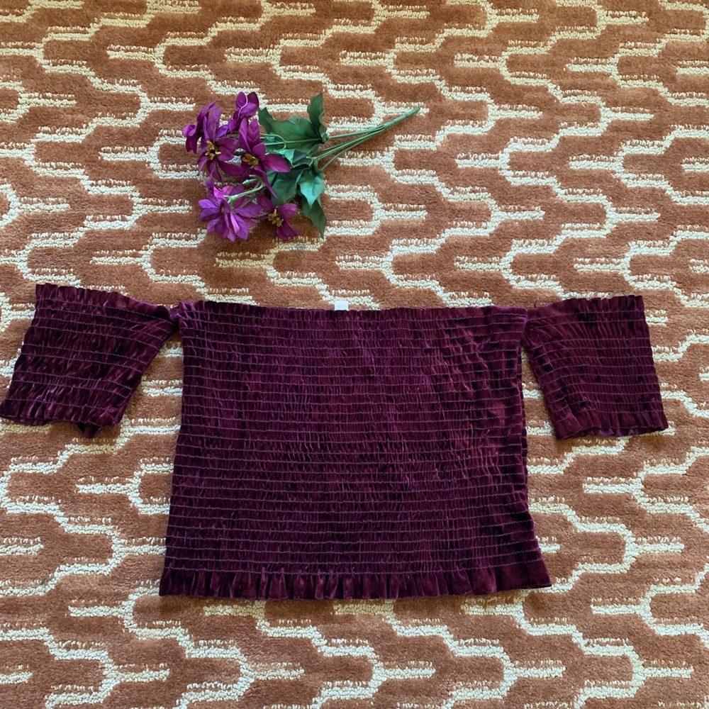 Velvet strapless tube shirt